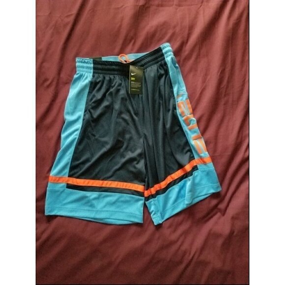 Nike Dri-Fit Elite Basketball Shorts Navy Blue/Orange - Picture 3 of 12